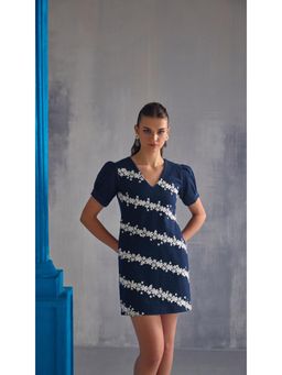 Clothes on my mind - Lace Summer Short Dress - Blue