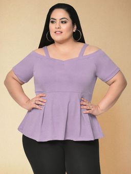 Martini - Purple Curve Plus Size Cold Shoulder Top