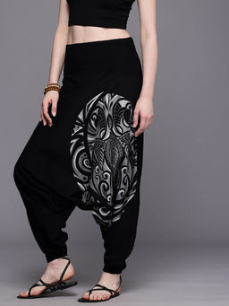 The Veshti Company - Womens Low Crotch Loose Boho Yoga Harem Pant - Black
