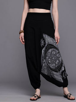 The Veshti Company - Womens Low Crotch Loose Boho Yoga Harem Pant - Black