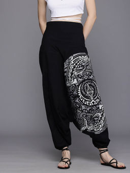 The Veshti Company - Womens Low Crotch Loose Boho Yoga Harem Pant - Black