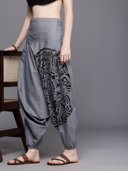 The Veshti Company - Womens Low Crotch Loose Boho Yoga Harem Pant - Grey