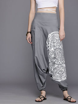 The Veshti Company - Womens Low Crotch Loose Boho Yoga Harem Pant - Grey