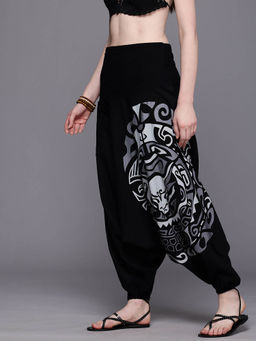 The Veshti Company - Womens Low Crotch Loose Boho Yoga Harem Pant - Black