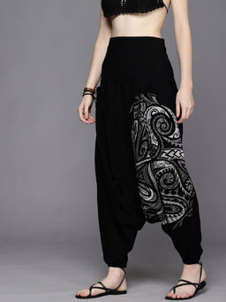 The Veshti Company - Womens Low Crotch Loose Boho Yoga Harem Pant - Black