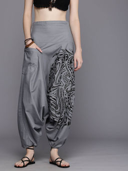 The Veshti Company - Womens Low Crotch Loose Boho Yoga Harem Pant - Grey