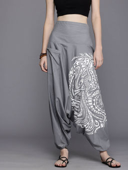 The Veshti Company - Womens Low Crotch Loose Boho Yoga Harem Pant - Grey
