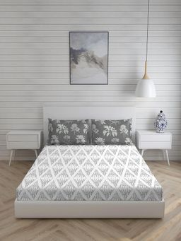 Layers - Illuminating Homes Cotton 144 TC King Sized Double Bedsheet Set (Grey )