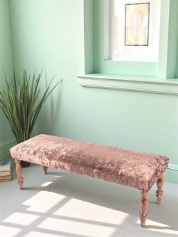 Ikiriya - Cairo Solid Wood 2 Seater Bench in Brown Sparkle Velvet (1 Year Warranty)