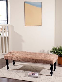 Ikiriya - Cairo Solid Wood 2 Seater Bench in Brown Sparkle Velvet (1 Year Warranty)