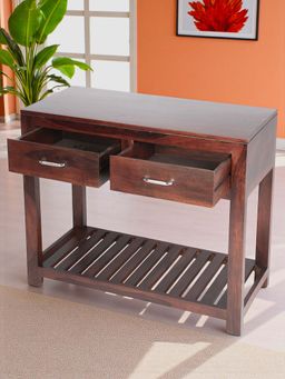 Ikiriya - Allen Sheesham Wood Console Table in Dark Walnut Finish (1 Year Warranty)
