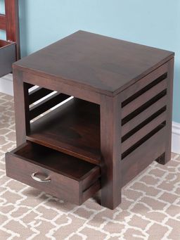 Ikiriya - Russell Sheesham Wood Bedside Table in Dark Walnut Finish (1 Year Warranty)