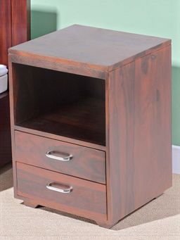 Ikiriya - Kassel Sheesham Wood Bedside Table in Dark Walnut Finish (1 Year Warranty)