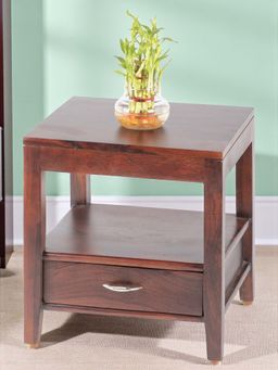 Ikiriya - Kassel Sheesham Wood Bedside Table in Dark Walnut Finish (1 Year Warranty)