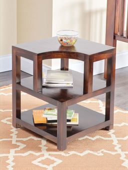 Ikiriya - Aural Sheesham Wood End Table in Dark Walnut Finish (1 Year Warranty)