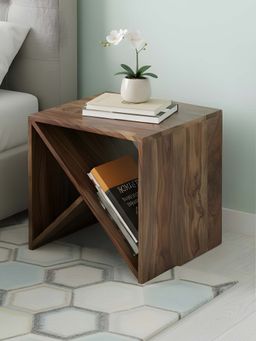 Ikiriya - Noah Sheesham Wood Corner Table in Teak Finish (1 Year Warranty)