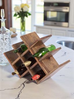 Ikiriya - Kassel Sheesham Wood Wine Rack for 8 Bottles in Teak Finish (1 Year Warranty)