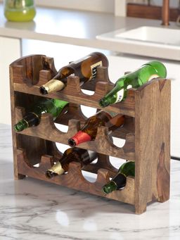 Ikiriya - Kassel Sheesham Wood Wine Rack for 12 Bottles in Teak Finish (1 Year Warranty)