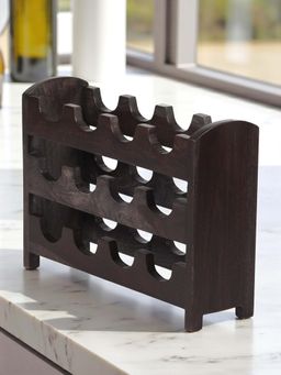 Ikiriya - Kassel Sheesham Wood Wine Rack for 12 Bottles in Mahogany Finish (1 Year Warranty)