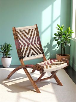 Ikiriya - NatWest Relaxing Lounge Chair Assorted Chindi & White Rope Canning (1 Year Warranty)