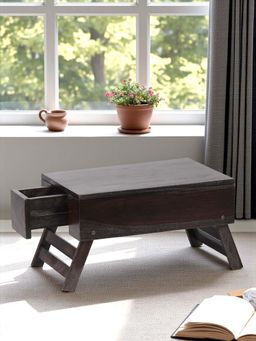 Ikiriya - Ohio Sheesham Wood Foldable Laptop Table with Side Drawer in Mahogany Finish (1 Year Warranty)