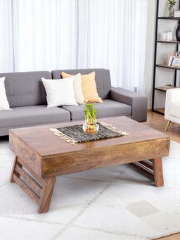 Ikiriya - Kassel Sheesham Wood Coffee Table with Foldable Legs in Teak Finish (1 Year Warranty)