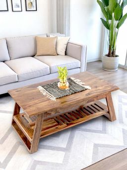 Ikiriya - Alison Sheesham Wood Coffee Table in Teak Finish (1 Year Warranty)
