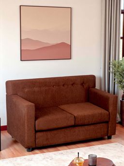Ikiriya - Oakville Solid Wood 2 Seater Sofa in Mossy Brown fabric (1 Year Warranty)