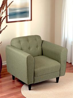 Ikiriya - Tyler Solid Wood 1 Seater Sofa in Olive Green (1 Year Warranty)