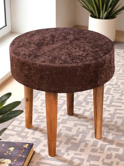 Ikiriya - Nayla Solid Wood Stool in Brown Sparkle Velvet (1 Year Warranty)