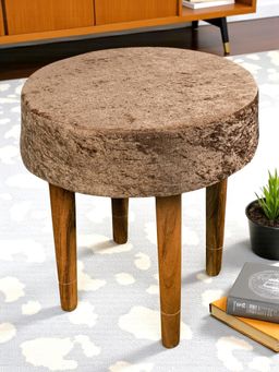 Ikiriya - Nayla Solid Wood Stool in Green Sparkle Velvet (1 Year Warranty)