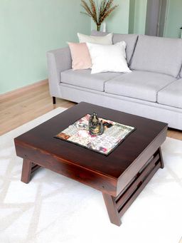 Ikiriya - Bradford Sheesham Wood Coffee Table with Foldable Legs in Dark Walnut Finish (1 Year Warranty)