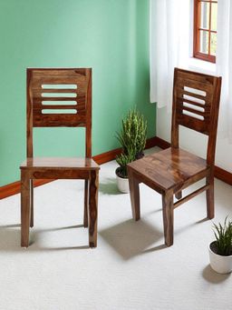 Ikiriya - Oliver Sheesham Wood Set of 2 Dining Chairs in Teak Finish (1 Year Warranty)