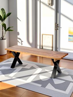 Ikiriya - Sheesham Wood Minimalist Bench In Teak Finish (1 Year Warranty)