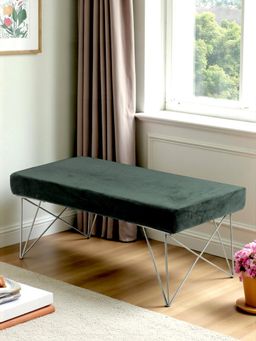 Ikiriya - Zenith Sheesham Wood Accent Bench Green Cotton Velvet (1 Year Warranty)