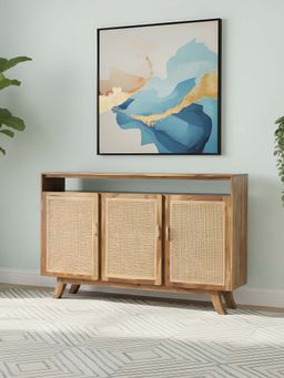 Ikiriya - Sheesham Wood Mid Century Tv Entertainment Unit / Cabinet In Teak Finish (1 Year Warranty)