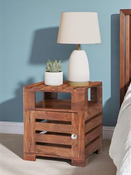 Ikiriya - Sheesham Wood End Table / Corner Tables /Bedside Table In Natural Teak Finish (1 Year Warranty)