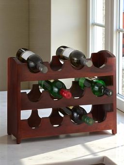Ikiriya - Sheesham Wood Accent Wine Rack In Honey Finish (1 Year Warranty)