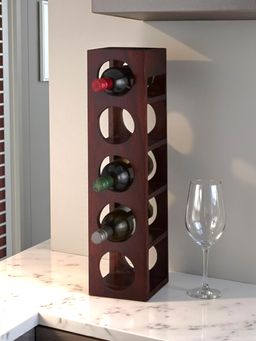 Ikiriya - Sheesham Wood Accent Wine Rack In Honey Finish (1 Year Warranty)