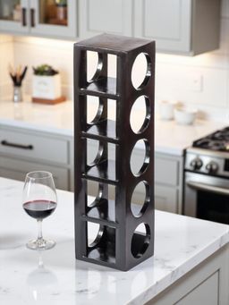 Ikiriya - Sheesham Wood Accent Wine Rack In Extra Dark Mahogany Finish (1 Year Warranty)