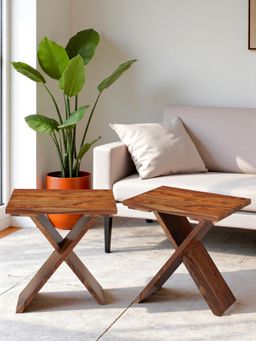 Ikiriya - Sheesham Wood Pack Of 2 Tea & Coffee Tables / Corner Tables / Bedside Table (1 Year Warranty)