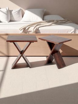 Ikiriya - Sheesham Wood Pack Of 2 Tea Tables / Corner Tables / Bedside Table (1 Year Warranty)