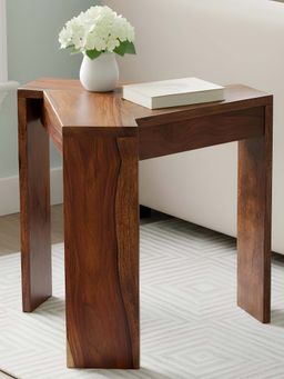 Ikiriya - Sheesham Wood End Table / Corner Tables /Bedside Table In Natural Teak Finish (1 Year Warranty)