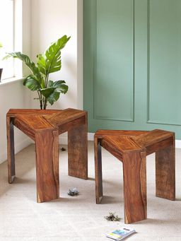 Ikiriya - Sheesham Wood Pack Of 2 End Tables / Corner Tables / Bedside Table (1 Year Warranty)