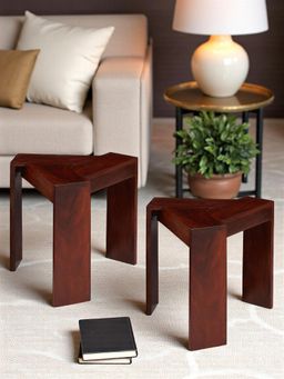 Ikiriya - Sheesham Wood Pack Of 2 End Tables / Bedside Table In Honey Finish (1 Year Warranty)