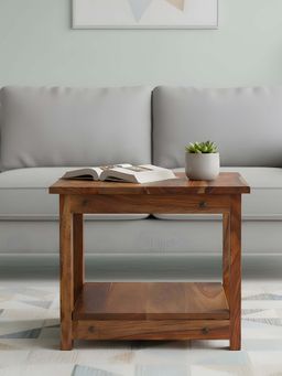 Ikiriya - Sheesham Wood Contemporary Coffee Table In Natural Teak Finish (1 Year Warranty)