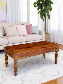 Ikiriya - Sheesham Wood Traditional Coffee Table In Natural Teak Finish (1 Year Warranty)