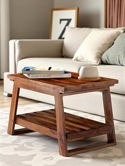 Ikiriya - Sheesham Wood Accent Coffee Table In Natural Teak Finish (1 Year Warranty)