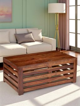 Ikiriya - Sheesham Wood Contemporary Coffee Table In Natural Teak Finish (1 Year Warranty)