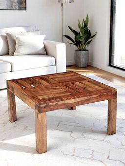 Ikiriya - Sheesham Wood Contemporary Coffee Table In Natural Teak Finish (1 Year Warranty)